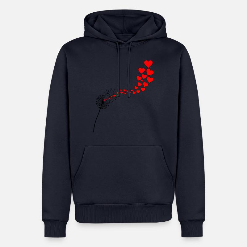 PISSENLIT AVEC DES CŒURS - Sweat à capuche Premium bio Homme - bleu marine