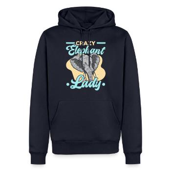 Crazy Elephant Lady Wildlife Safari Zookeeper - Men’s Premium Organic Hoodie - navy - Front - Nico (187cm)