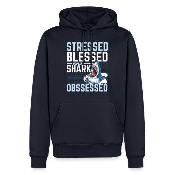 Stressé, béni et obsédé par les requins Meeresb - Sweat à capuche Premium bio Homme - bleu marine - Devant - Nico (187cm)