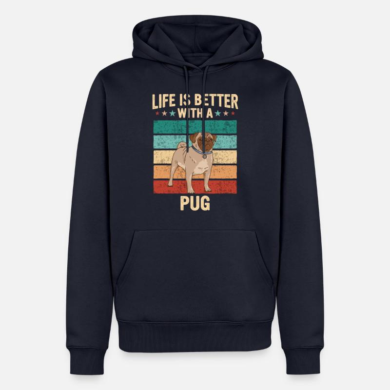 Mops Möpse Hund - Männer Premium Bio Hoodie - Navy