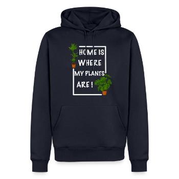 La maison est l’endroit où se trouvent mes plantes - Sweat à capuche Premium bio Homme - bleu marine - Devant - Nico (187cm)