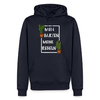 Mein Garten meine Regeln - Männer Premium Bio Hoodie - Navy - Vorne - Nico (187cm)