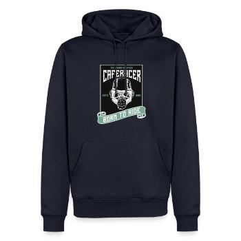 Biker, Motorradfahrer - Männer Premium Bio Hoodie - Navy - Vorne - Nico (187cm)