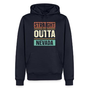 Straight Outta Nevada USA Bundesstaat Amerika Neva - Männer Premium Bio Hoodie - Navy - Vorne - Nico (187cm)