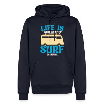 Life Is Better When You Surf USA Kalifornien Surfe - Männer Premium Bio Hoodie - Navy - Vorne - Nico (187cm)