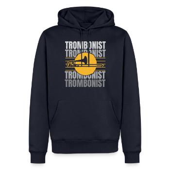 Musicien tromboniste d’instruments de musique - Sweat à capuche Premium bio Homme - bleu marine - Devant - Nico (187cm)