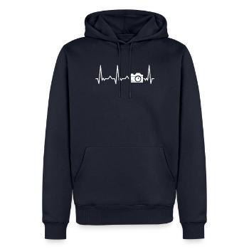 Photographie Caméra Photographe Photo Cameraman - Sweat à capuche Premium bio Homme - bleu marine - Devant - Nico (187cm)