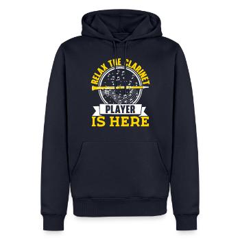 Relax the clarinetist is a musician here - Men’s Premium Organic Hoodie - navy - Front - Nico (187cm)