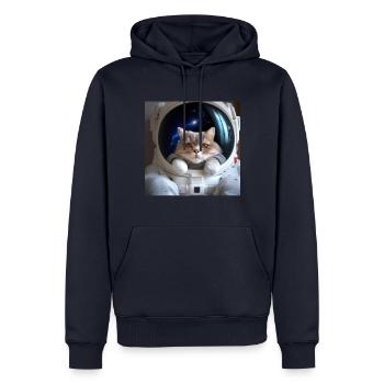 Katze im Weltraum - Männer Premium Bio Hoodie - Navy - Vorne - Nico (187cm)