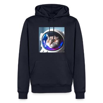 Katze im Weltraum - Männer Premium Bio Hoodie - Navy - Vorne - Nico (187cm)