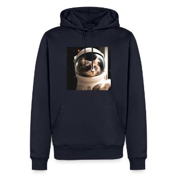 Katze im Weltraum - Männer Premium Bio Hoodie - Navy - Vorne - Nico (187cm)