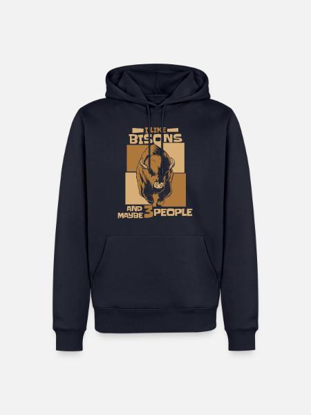 Bison Büffel Bulle Buffalo Bisons - Männer Premium Bio Hoodie - Navy