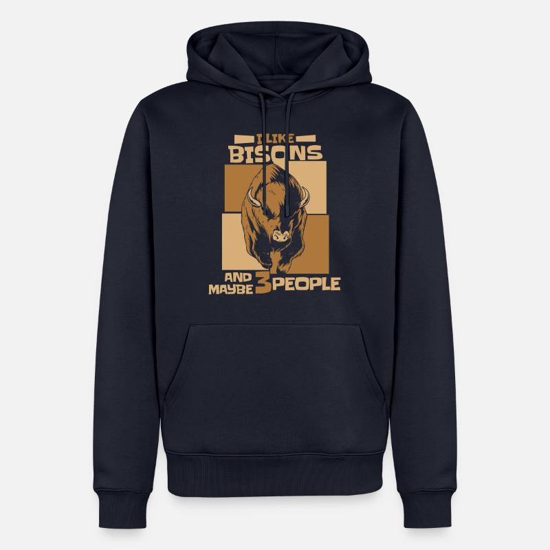 Bison Büffel Bulle Buffalo Bisons - Männer Premium Bio Hoodie - Navy