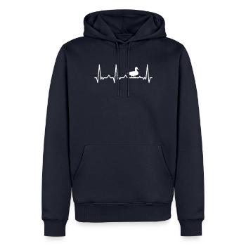 Canard Canards Oiseau Animal Charlatan - Sweat à capuche Premium bio Homme - bleu marine - Devant - Nico (187cm)