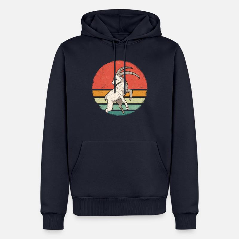 Chèvre Chèvre Chèvre Animal Chèvre - Sweat à capuche Premium bio Homme - bleu marine