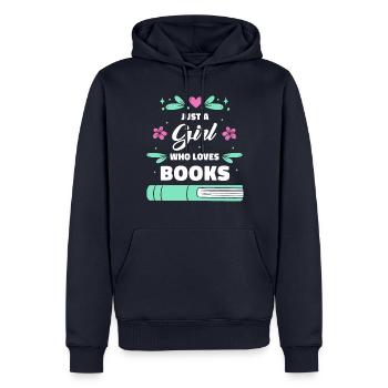 Bücher Buch lesen Bücherei Bibliothek Bücherwurm - Männer Premium Bio Hoodie - Navy - Vorne - Nico (187cm)