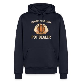 Poterie Poterie Argile Céramique Poterie - Sweat à capuche Premium bio Homme - bleu marine - Devant - Nico (187cm)