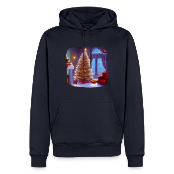 Weihnachtsbaum - Männer Premium Bio Hoodie - Navy - Vorne - Nico (187cm)