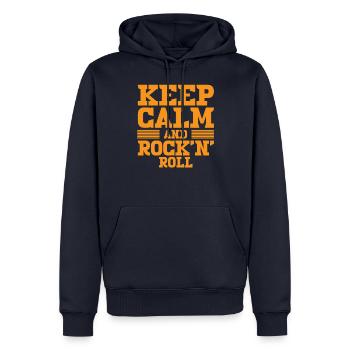 Keep Calm and Rock and Roll - Männer Premium Bio Hoodie - Navy - Vorne - Nico (187cm)