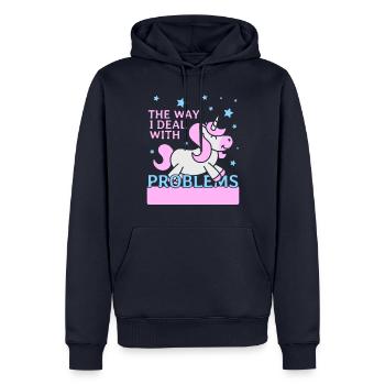 Die Art und Weise, wie ich mit Problemen umgehe - Männer Premium Bio Hoodie - Navy - Vorne - Nico (187cm)