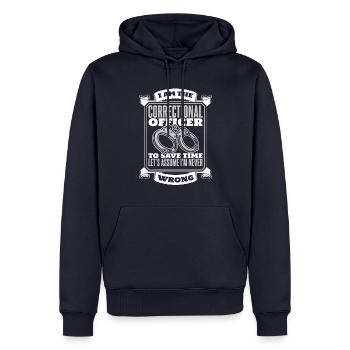 Agent correctionnel Gardien Agent d’application de la loi - Sweat à capuche Premium bio Homme - bleu marine - Devant - Nico (187cm)