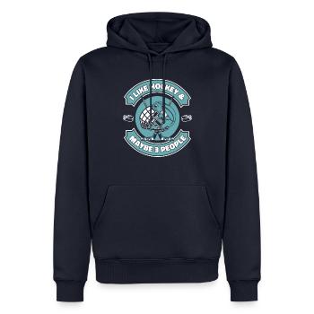 Sports de hockey sur glace - Sweat à capuche Premium bio Homme - bleu marine - Devant - Nico (187cm)