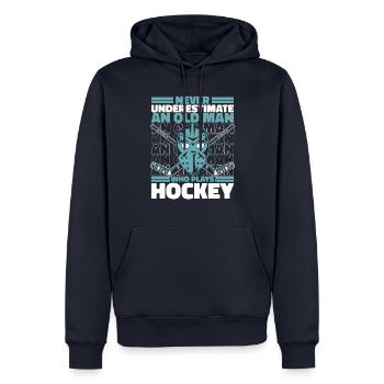 Sports de hockey sur glace - Sweat à capuche Premium bio Homme - bleu marine - Devant - Nico (187cm)