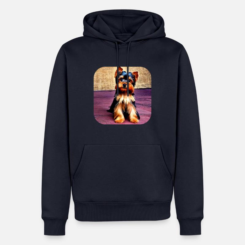 Yorkshire Terrier Chiot - Sweat à capuche Premium bio Homme - bleu marine