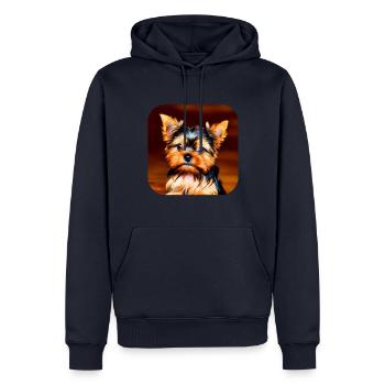 Yorkshire Terrier Chiot - Sweat à capuche Premium bio Homme - bleu marine - Devant - Nico (187cm)