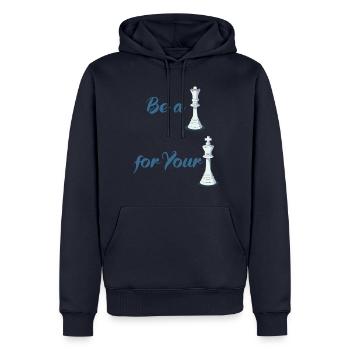 Soyez une reine pour votre roi - Chess Couple - Sweat à capuche Premium bio Homme - bleu marine - Devant - Nico (187cm)