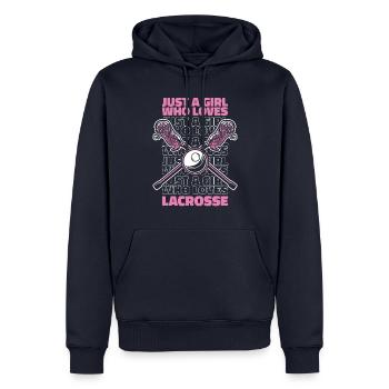 Lacrosse Sport Lacrosse Spieler - Männer Premium Bio Hoodie - Navy - Vorne - Nico (187cm)
