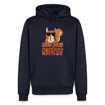 Écureuil Besoin de noix Vous cherchez des noix? - Sweat à capuche Premium bio Homme - bleu marine - Devant - Nico (187cm)