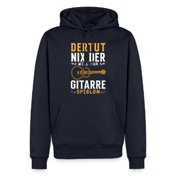 Der tut nix, der will nur Gitarre spielen - Männer Premium Bio Hoodie - Navy - Vorne - Nico (187cm)