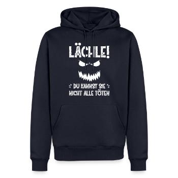 Lächle du kannst Sie nicht alle töten - Männer Premium Bio Hoodie - Navy - Vorne - Nico (187cm)
