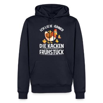 Ich Liebe Hühner, die kacken Frühstück - Männer Premium Bio Hoodie - Navy - Vorne - Nico (187cm)