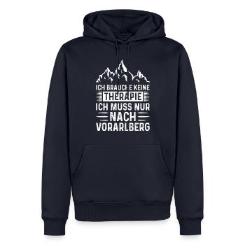 ich brauche keine Therapie ich muss nur Wandern - Männer Premium Bio Hoodie - Navy - Vorne - Nico (187cm)