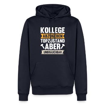 Kollege abzugeben - Top Zustand, aber unbrauchbar - Männer Premium Bio Hoodie - Navy - Vorne - Nico (187cm)