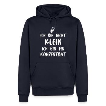 Ich bin nicht klein Ich bin ein Konzentrat - Männer Premium Bio Hoodie - Navy - Vorne - Nico (187cm)