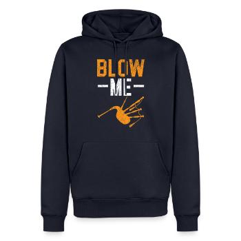 Blow Me Instrument Bagpipes Musicien Bagpipes - Sweat à capuche Premium bio Homme - bleu marine - Devant - Nico (187cm)