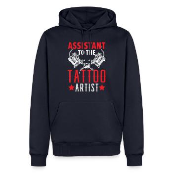 Tinte Es tut einem Körper gut Tätowieren Tattoo - Männer Premium Bio Hoodie - Navy - Vorne - Nico (187cm)
