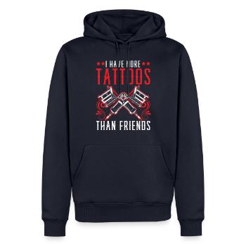 Ich habe mehr Tattoos als Freunde Tätowierung Tatt - Männer Premium Bio Hoodie - Navy - Vorne - Nico (187cm)