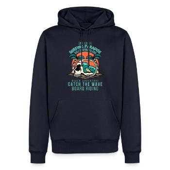 Bali Surfen Paradise Island Vintage Totenkopf Design - Männer Premium Bio Hoodie - Navy - Vorne - Nico (187cm)