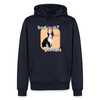 Katzen Meme - Bad Luck Pet Cats - Männer Premium Bio Hoodie - Navy - Vorne - Nico (187cm)