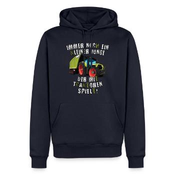 Traktor - Bauer - Oldtimer - Offroad - Landwirt - Männer Premium Bio Hoodie - Navy - Vorne - Nico (187cm)