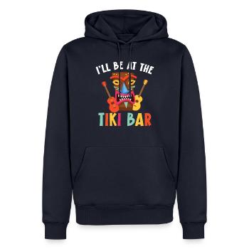 Ich werde in der Tiki-Bar sein Hawaiianische Luau- - Männer Premium Bio Hoodie - Navy - Vorne - Nico (187cm)