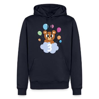 Cadeau 3 ans anniversaire garçon ou fille - Sweat à capuche Premium bio Homme - bleu marine - Devant - Nico (187cm)