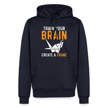 Train your brain Create a Crane Japa - Men’s Premium Organic Hoodie - navy - Front - Nico (187cm)