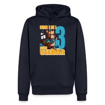 Kapitän Ich Bin 3 Und Schon Seebär - Männer Premium Bio Hoodie - Navy - Vorne - Nico (187cm)