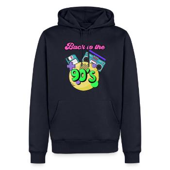 Men, women retro I'm Back To 90's - Men’s Premium Organic Hoodie - navy - Front - Nico (187cm)
