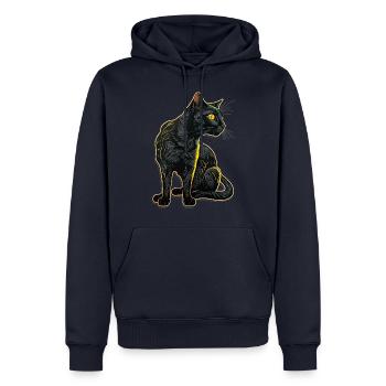 Schwarze Katze Bombay Cat Outfit für - Männer Premium Bio Hoodie - Navy - Vorne - Nico (187cm)
